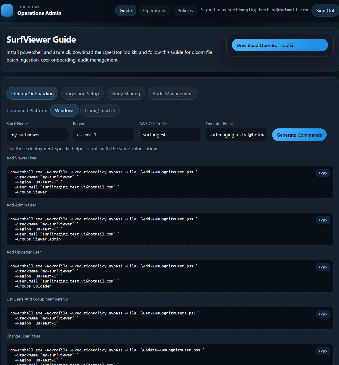 SurfViewer AWS admin guide and onboarding