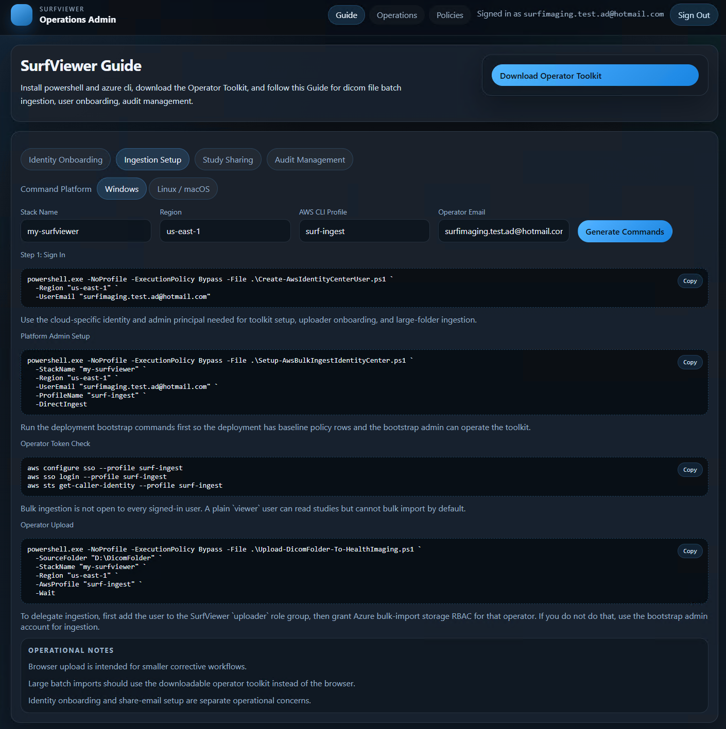 SurfViewer AWS admin guide and ingestion setup