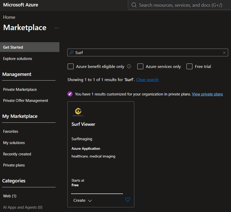 Surf Viewer offer in Azure Marketplace