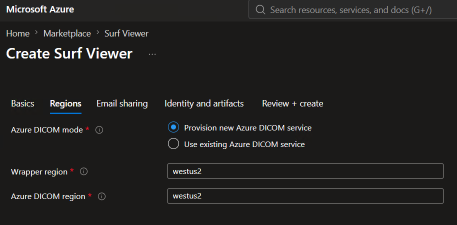 Provision a new Azure DICOM service during Surf Viewer deployment