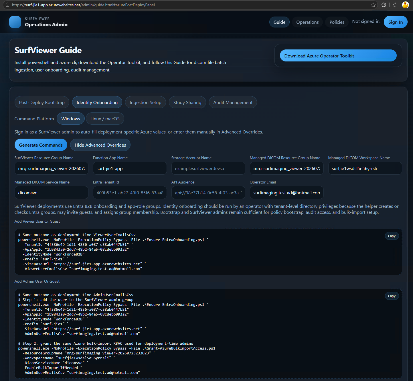 Surf Viewer administrator onboarding