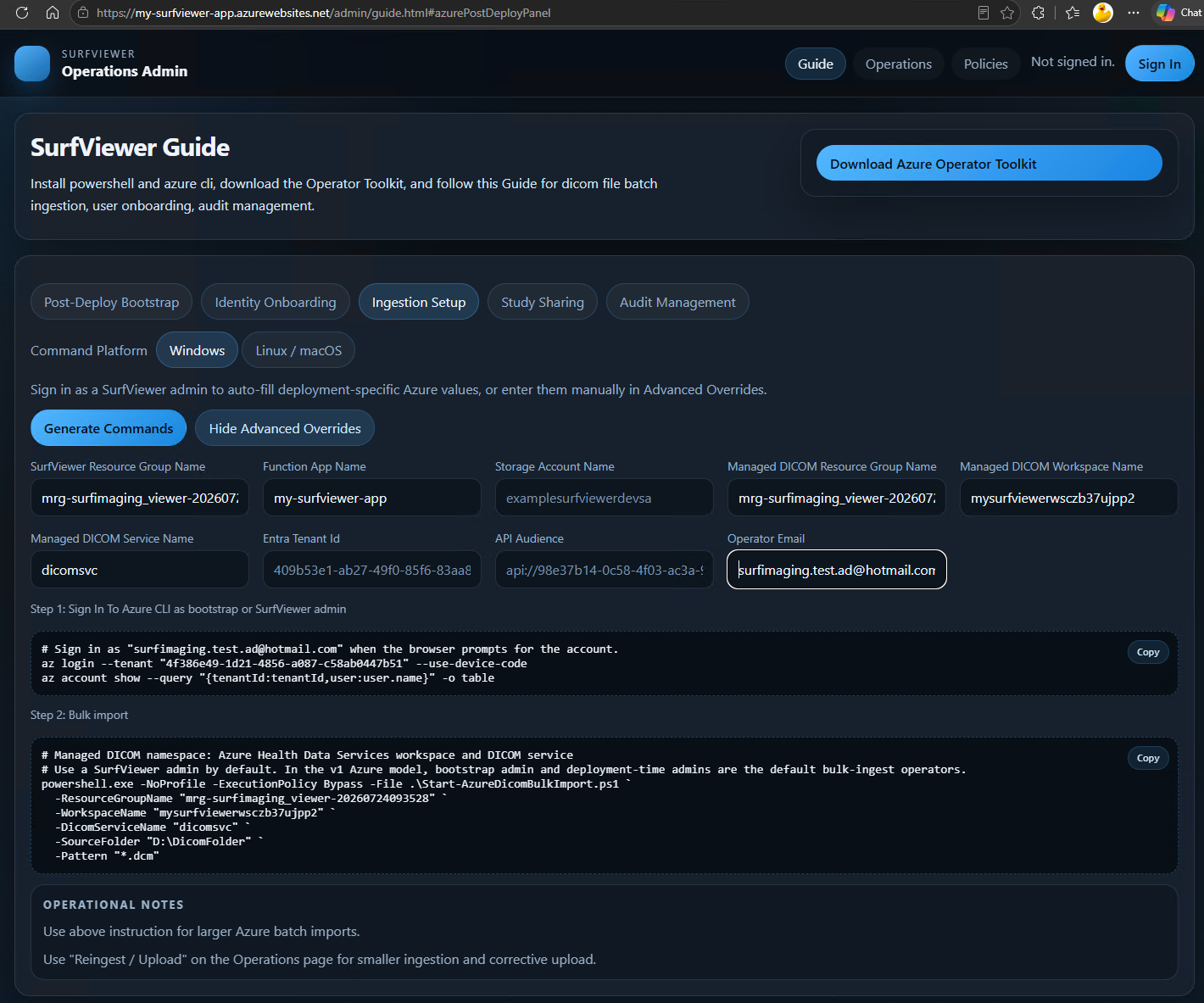 Surf Viewer bulk ingestion